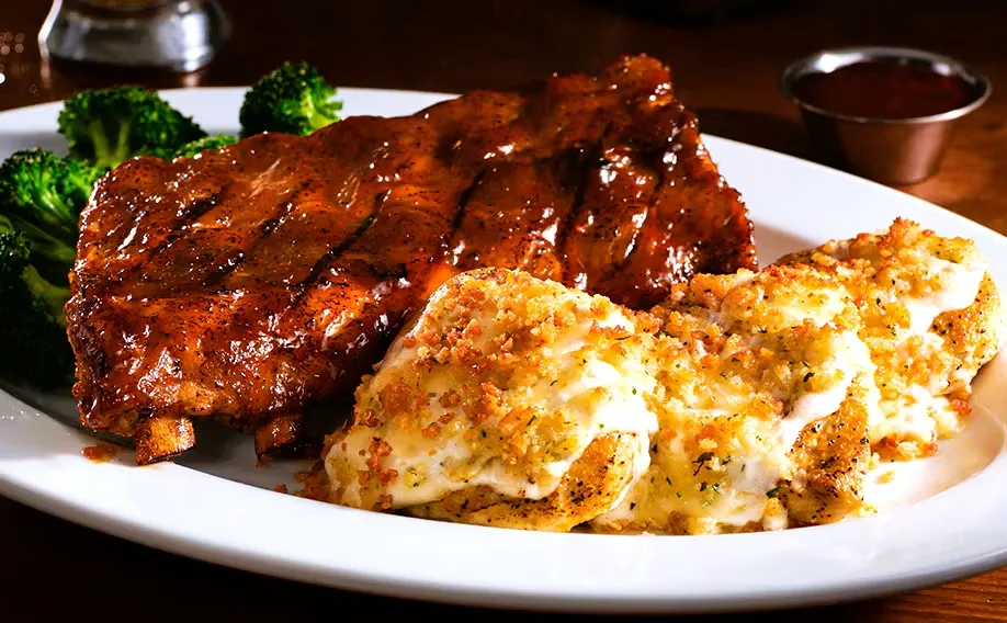 Parmesan Crusted Chicken with Half-Rack Baby Back Ribs